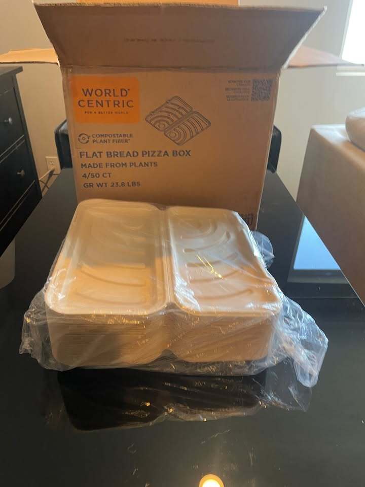 World Centric Compostable Plant Fiber Flat Bread Pizza Box 4/50 CT