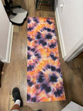 Tie-Dye Pattern Yoga Mat with Vibrant Orange and Purple Swir