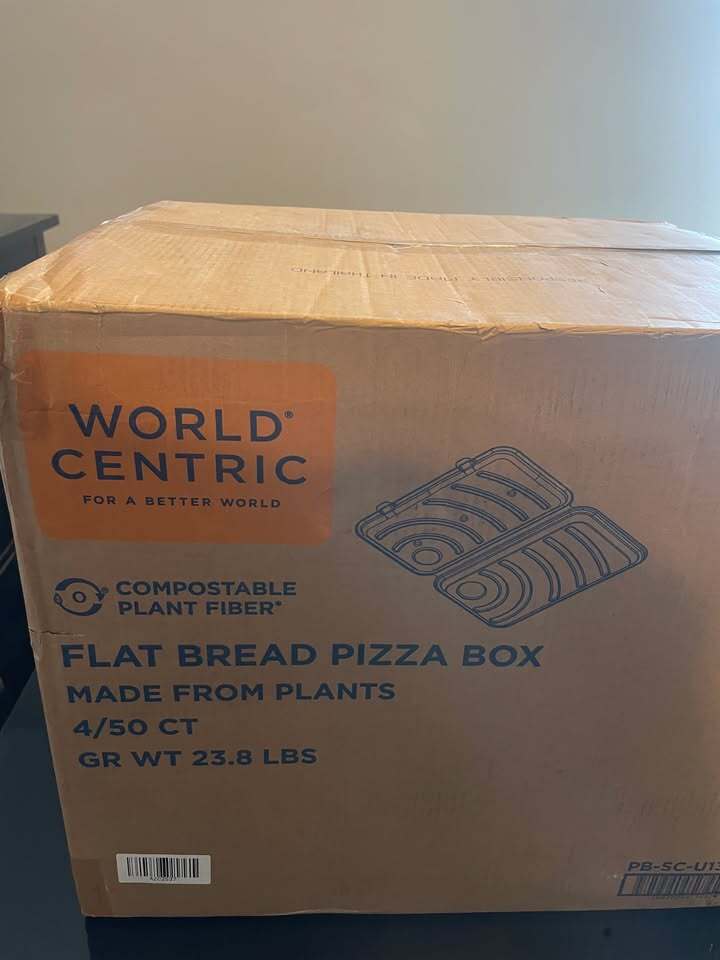World Centric Compostable Plant Fiber Flat Bread Pizza Box 4/50 CT