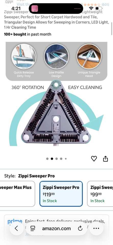 🧹 Zippi Sweeper Pro – Rechargeable TriBrush 360° Cleaning System
