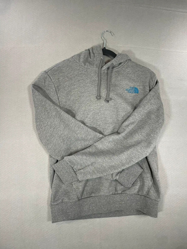 The North Face Gray Hoodie with Logo Print and Front Pocket
