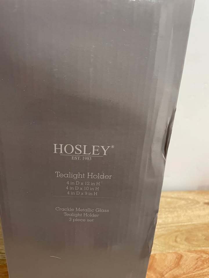 ✨ Hosley Crackle Metallic Glass Tealight Holder – 3‐Piece Set