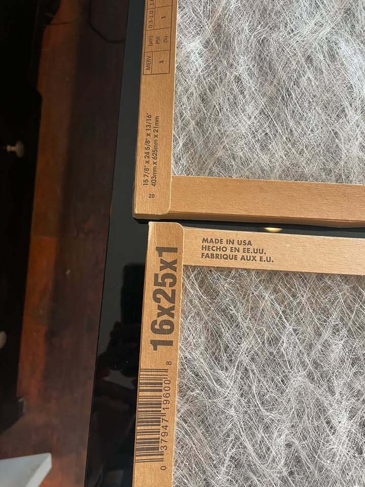 Pair of 16x25x1 Air Filters