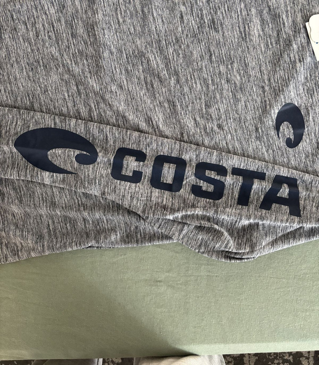 Costa Technical Hooded Long Sleeve Shirt Large Heather Gray
