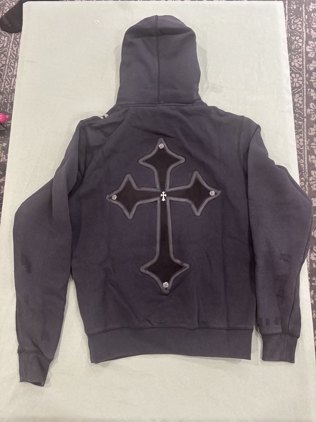 Original Sin Black Hoodie with Cross Chains Print Size Small
