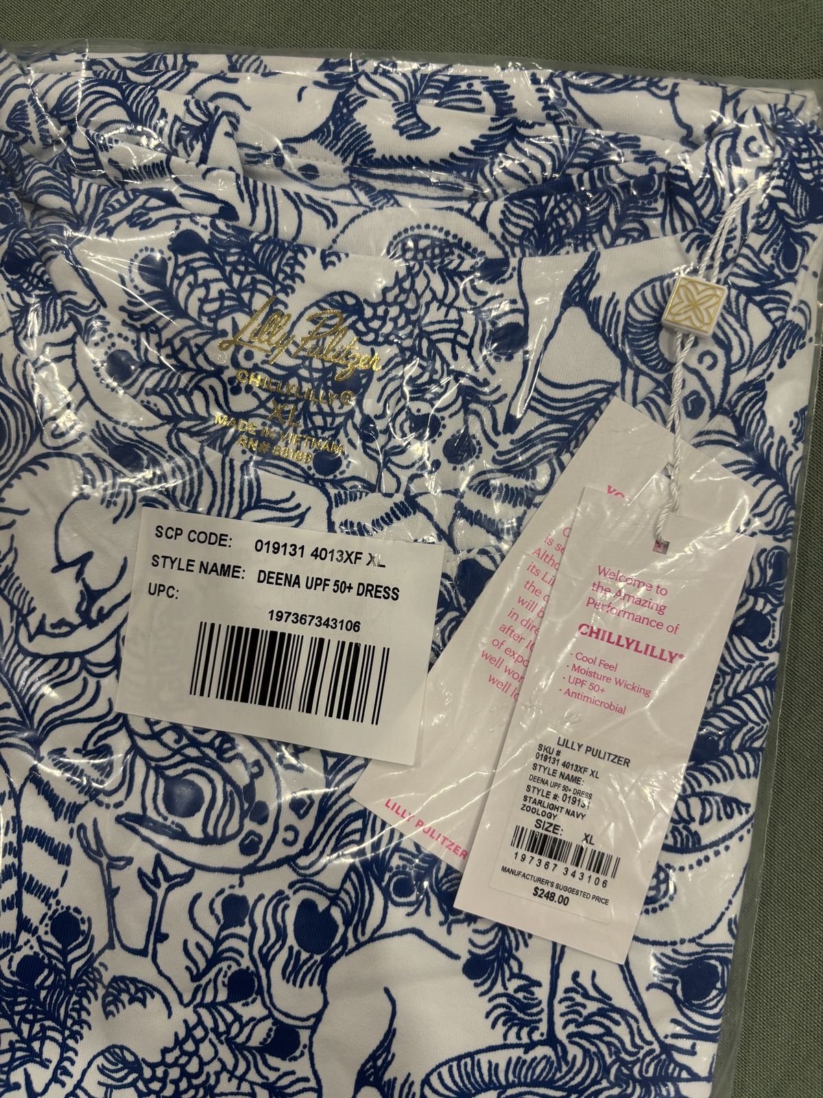 Lilly Pulitzer Blue and White Maxi Dress - XL