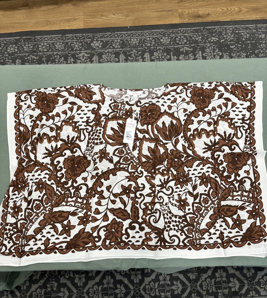Lilly Pulitzer Brown Floral Patterned Tunic Top L/XL