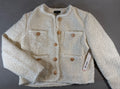 Aqua Ivory Tweed Cropped Jacket with Gold Buttons, Size M